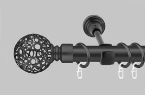 Карниз для штор однорядний металевий 19 мм, Савона Чорний матовий 200 див.