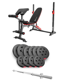 Набір Hop-Sport Premium 59кг з лавою HS-1095 та штангою