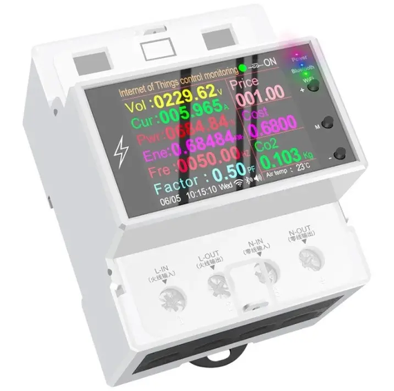 Однофазный WiFi счетчик электроэнергии Atorch AT4PW (220В, 100А, DIN, защиты) | Зображення 2