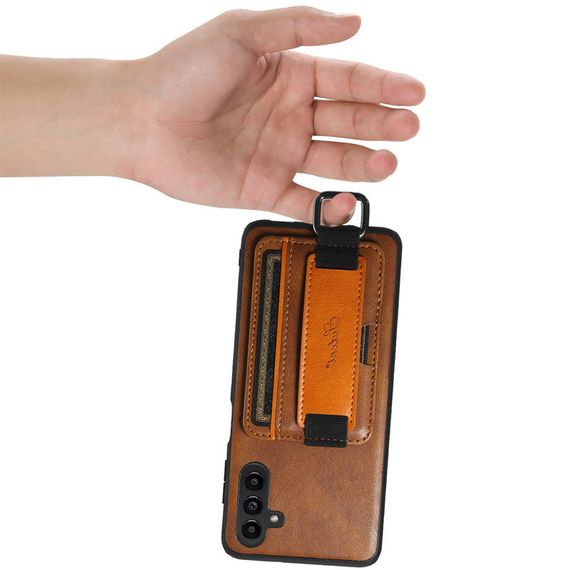 Шкіряний чохол Wallet case and straps для Samsung Galaxy A14 4G/5G Коричневий / Brown | Зображення 5