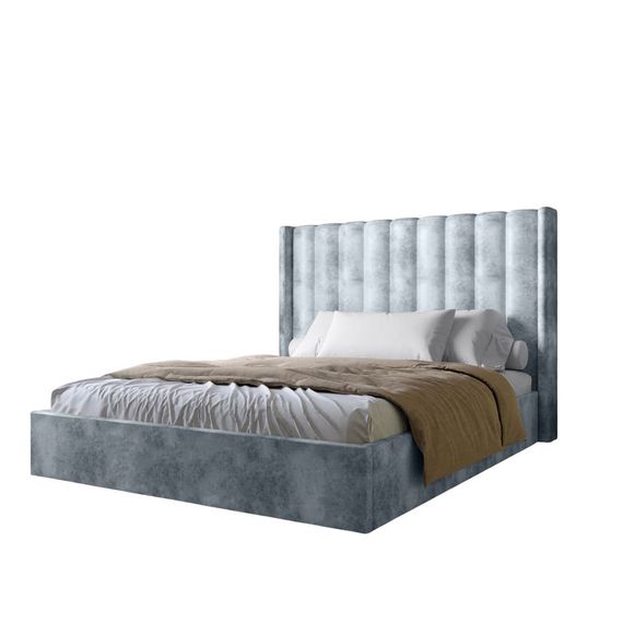 Двоспальне ліжко з підйомним механізмом LION Ніно 160x200 см SILK 301 Димчастий (LION-045058) | Зображення 1