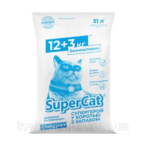 Наполнитель SuperCat 12+3кг в  экономичной упаковке (синий)