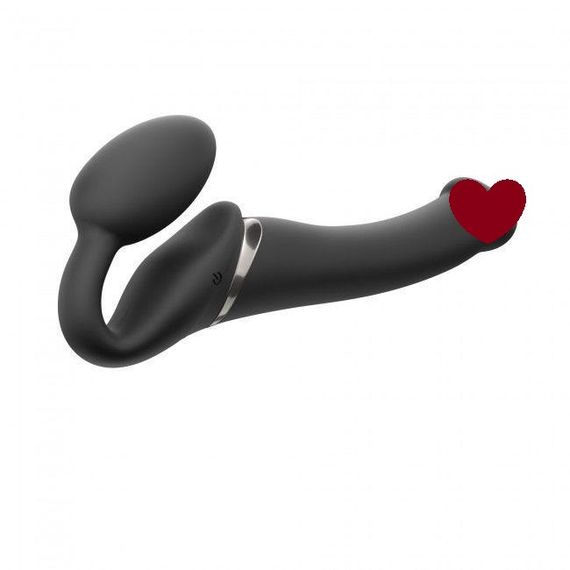 Безремінний страпон з вібрацією Strap-On-Me Vibrating Black M, діаметр 3,8см, пульт ДК, регульований Sex Aura