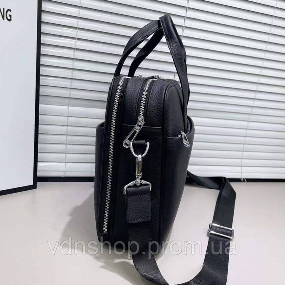 Кожаная мужская деловая сумка для ноутбука 40x27x10, офисный портфель Tiding Bag 56901, черный | Зображення 2