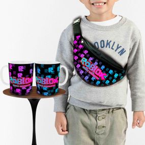 Набор: детская сумка-бананка+кружка Роблокс "Roblox" 32х15см,бананка для мальчика через плечо (00966)