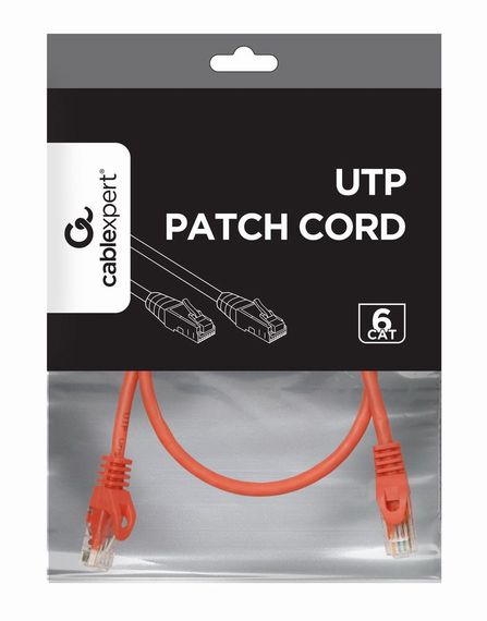Патч корд Cablexpert PP6U-0.5M/R, UTP, категорія. 6, литий,  50u" штекер із фіксатором, 0.5 м, червоний | Зображення 2