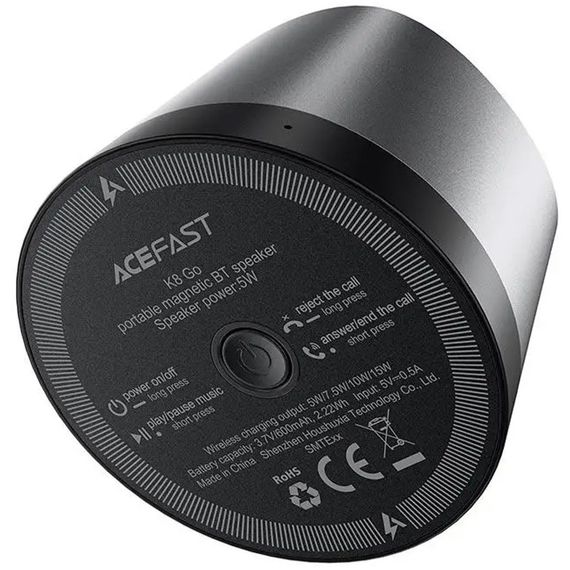 Bluetooth Колонка Acefast K8 + БЗП 15W Black | Зображення 2