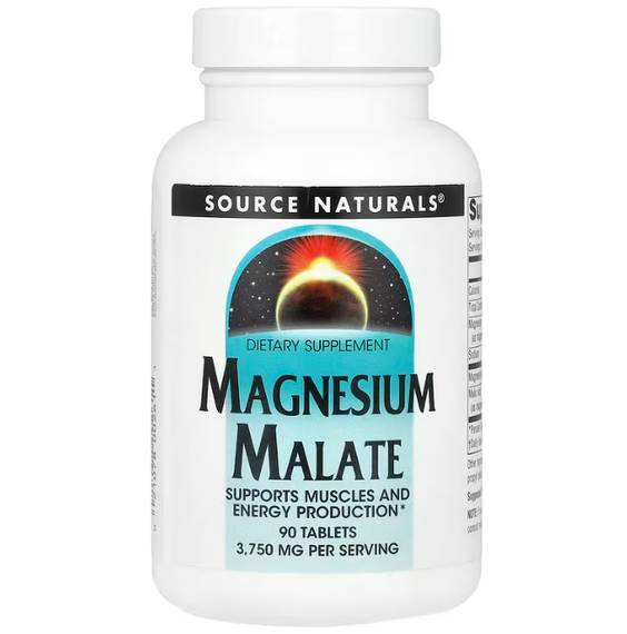 Магний малат, Magnesium Malate, Source Naturals, 3750 мг, 90 таблеток (1250 мг в 1 таблетке)