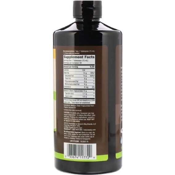 Комплекс для профилактики работы головного мозга Nature's Way Organic MCT Oil, 30 fl oz 887 ml NWY-11772 | Зображення 1