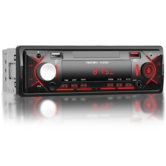 Автомагнитола 1DIN Podofo A3958 с Bluetooth, FM | автомобильный MP3 плеер с радио, USB, AUX, стерео, black | Зображення 2