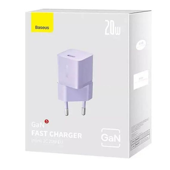 МЗП Baseus GaN5 Fast Charger (mini) PD20W (1USB-C) (CCGN05010) Purple | Зображення 1