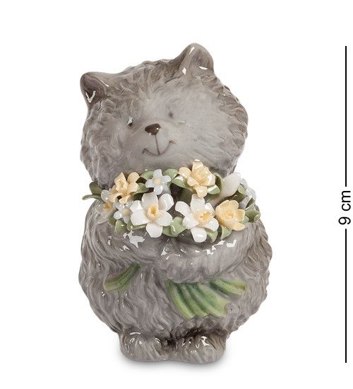 Колекційна порцелянова статуетка Sweet Story: Кошеня з букетом, 9 см