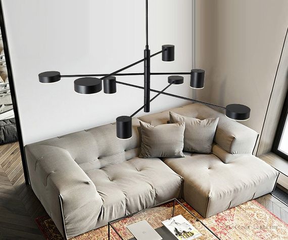 Люстра світлодіодна стельова LED світильник для квартири на стелю лед 26862 Чорний 40-90х102х102 см. | Зображення 7