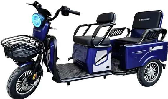 Електротрайк Crosser Transit TR-5 1500 W 72 V 24 Ah, вантажний триколісний електроскутер до 60 км, 3 місця Синій