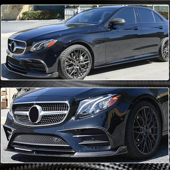 Передний Бампер Лип V1 для AMG-Line / E43 AMG 2016-2019, Карбон для Mercedes E-сlass W213 | Зображення 2