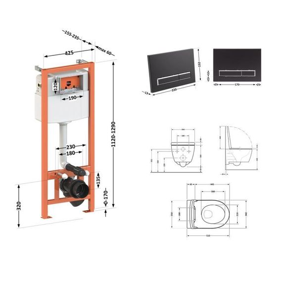 Готове рішення Qtap для ванної кімнати: підвісний унітаз Scorpio Ultra Quiet + комплект інсталяції Nest 4 в 1 (лінійна клавіша | Зображення 1