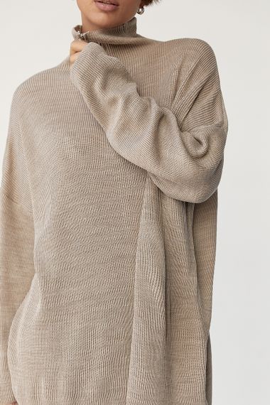 Вільний костюм в рубчик зі светром і прямими штанами - кавовий цвет, ONE SIZE (є розміри) | Зображення 3