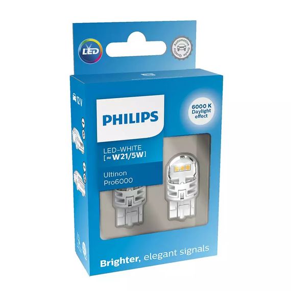 Комплект светодиодных ламп Philips 11066CU60X2 W21/5W 12V 2.5/0.5W W3x16q Ultinon Pro6000 WHITE | Зображення 1