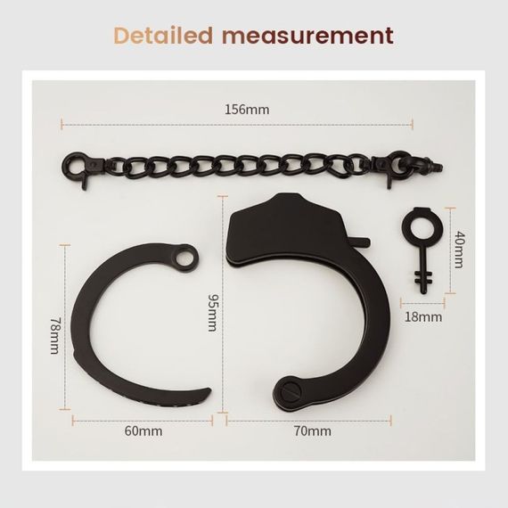 Наручник з ланцюжком та карабіном Roomfun з ключиком, чорний sexstyle | Зображення 4