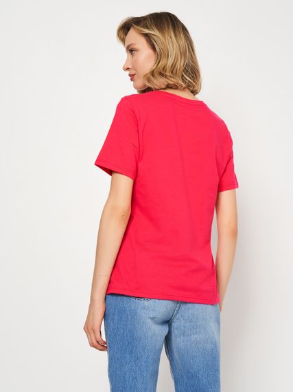 Футболка для жінок малинова з написом, 2XL | Зображення 5
