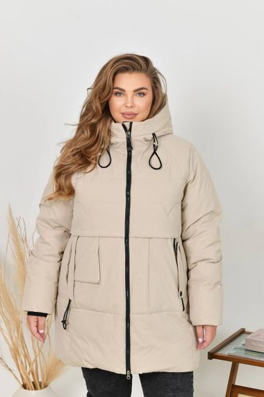Жіноча куртка батал арт. 5609 бежевого кольору | Зображення 2