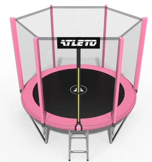 Батут дитячий Atleto 183 см із захисною сіткою для дому та дачі і драбиною рожевий 42400498 | Зображення 2