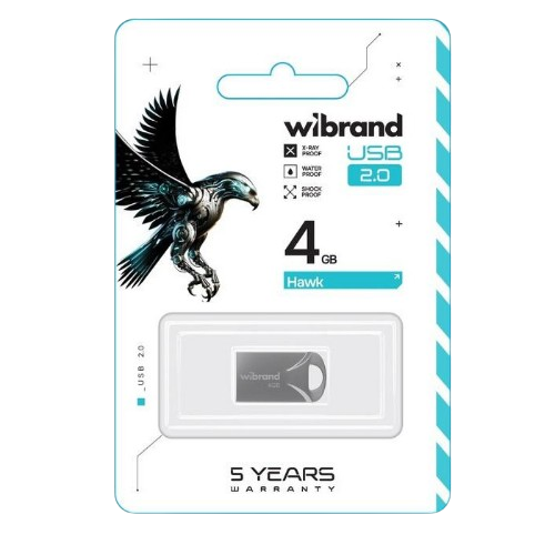 Флешка 4Гб USB 2.0 срібло Hawk Wibrand | Зображення 1