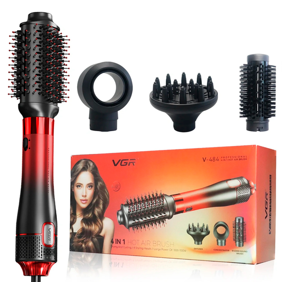 Фен-щетка стайлер VGR 4 в 1 V-484 RED, 4 насадки, 2 режима | Зображення 3