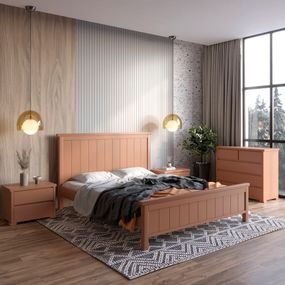 Двоспальне дерев'яне ліжко Mebigrand Вірджинія Коричневий (RAL8025) 180х200 см (MBG-3221)