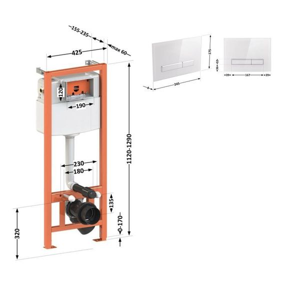 Набір інсталяція 4 в 1 Qtap Nest ST з лінійною панеллю змиву QT0133M425V1105GW | Зображення 1
