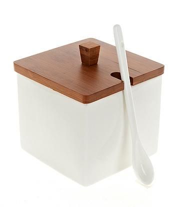 Банка Ceram-Bamboo 600мл для цукру, солі або спецій, квадратна | Зображення 1