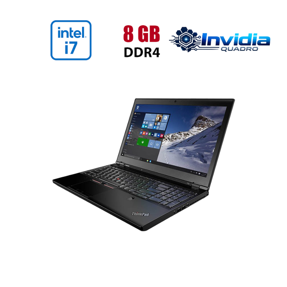 Мобильная рабочая станция Lenovo ThinkPad P50 / 15.6" (1920x1080) IPS / Intel Core i7-6700HQ (4 (8) ядра по 2.6 - 3.5 GHz) / 8 GB DDR4 / 256 GB SSD / nVidia Quadro M1000M, 4 GB GDDR5, 128-bit / WebCam б/у