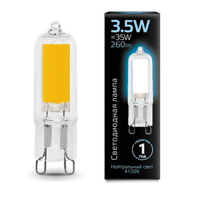 Лампа світлодіодна Gauss Glass 3.5 Вт капсульна прозора G9 220 В 4100К (арт 107809203)