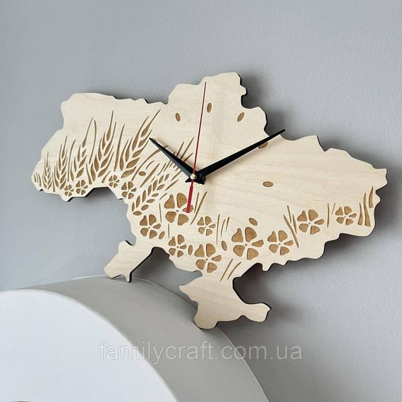 Настінний годинник Карта України з фанери Патріотичний дерев'яний годинник | Зображення 3
