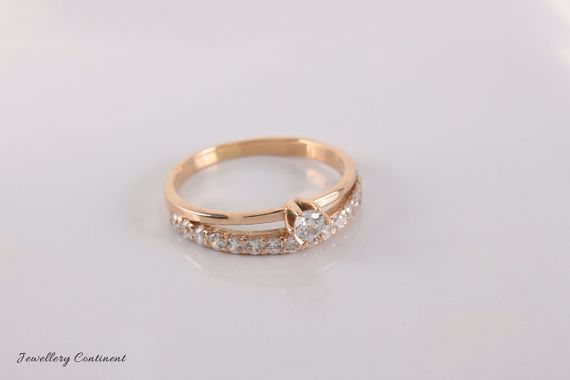 Кольцо из красного золота с фианитами 19 | Зображення 5