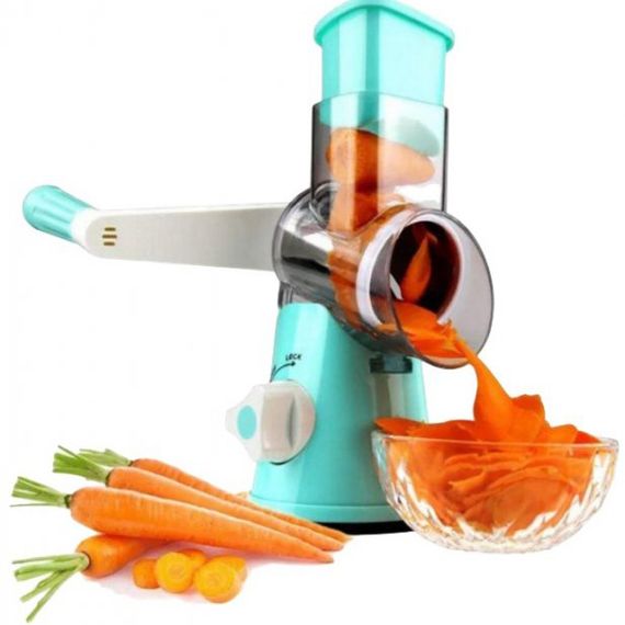 Овочерізка мультислайсер Tabletop Drum Grater Kitchen Master Терка для овочів та фруктів 3 насадки. Колір: блакитний | Зображення 3