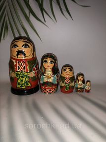Сувенир матрешка, "Семья", пятерка, ручная работа, береза, высота 19см 14 см