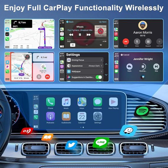 Беспроводной адаптер CarPlay для Apple iOS 12+ для авто 2017-2024г, преобразование ведущего Карплея, Bluetooth | Зображення 1