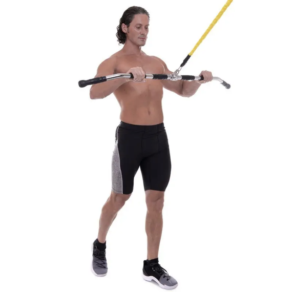 Ручка для верхньої тяги York Fitness 122см вигнута з гумовими рукоятками, хром | Зображення 9