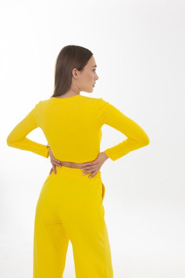 Кроп топ 4Profi с длинным рукавом желтый размер S 24536 | Зображення 5