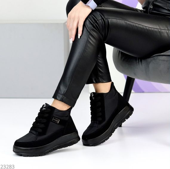 Легкі зручні теплі чорні черевики на кожен день | Зображення 2