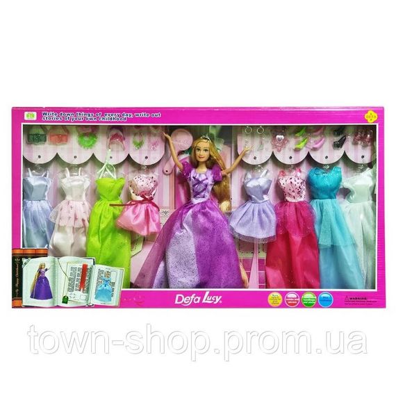 Детская кукла с нарядами DEFA 8266(Violet) платья 8 шт
