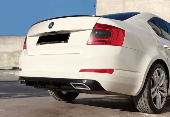 Задній дифузор DPT V-4 (SD, чорний глянець) для Skoda Octavia III A7 2013-2019 рр | Зображення 1
