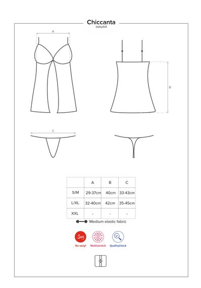 Бебідол Obsessive Chiccanta babydoll & thong black L/XL | Зображення 6