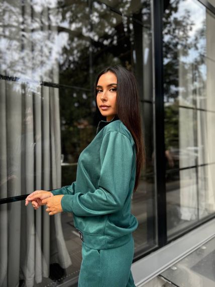 Женский спортивный костюм весна-осень свитшот и джоггеры NB24049 цвет зеленый, размер 54/56 | Зображення 2