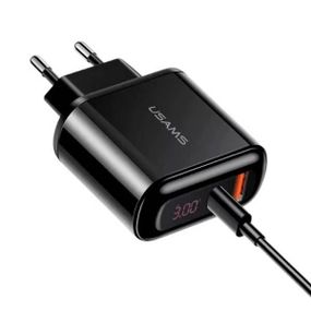 Зарядний пристрій UsamsUS-CC085 T23 QC3.0+PD3.0 18W Digital Display black