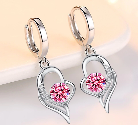 Серьги подвески Primo Fly Heart - Pink | Зображення 1
