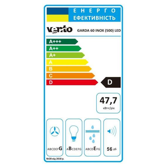 Вытяжка телескопическая 60 см нержавейка Ventolux GARDA 60 INOX (500) LED | Зображення 5