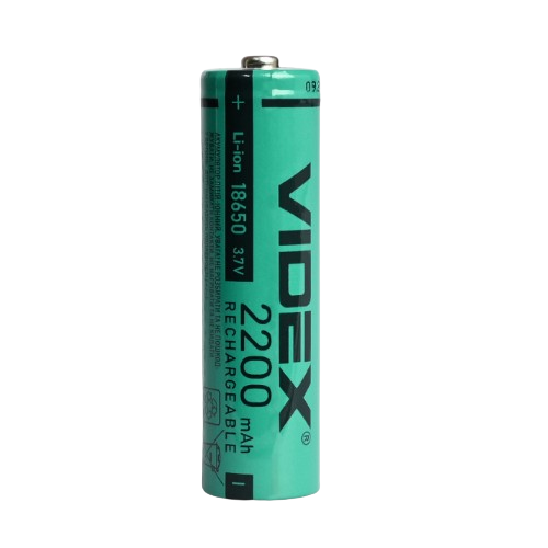 Акумулятор 18650 Li-lon 3,7V 2200mAh без захисту (бл-1шт) Videx