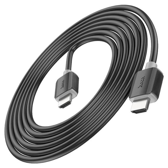 Кабель HOCO HDMI-HDMI 4Kx2K Ultra HD, 3m, v2.0, круглий Black, конектор Black